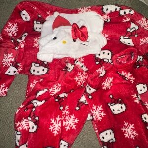 Sanrio hello kitty one piece hooded pajamas Christmas hat size women’s XL